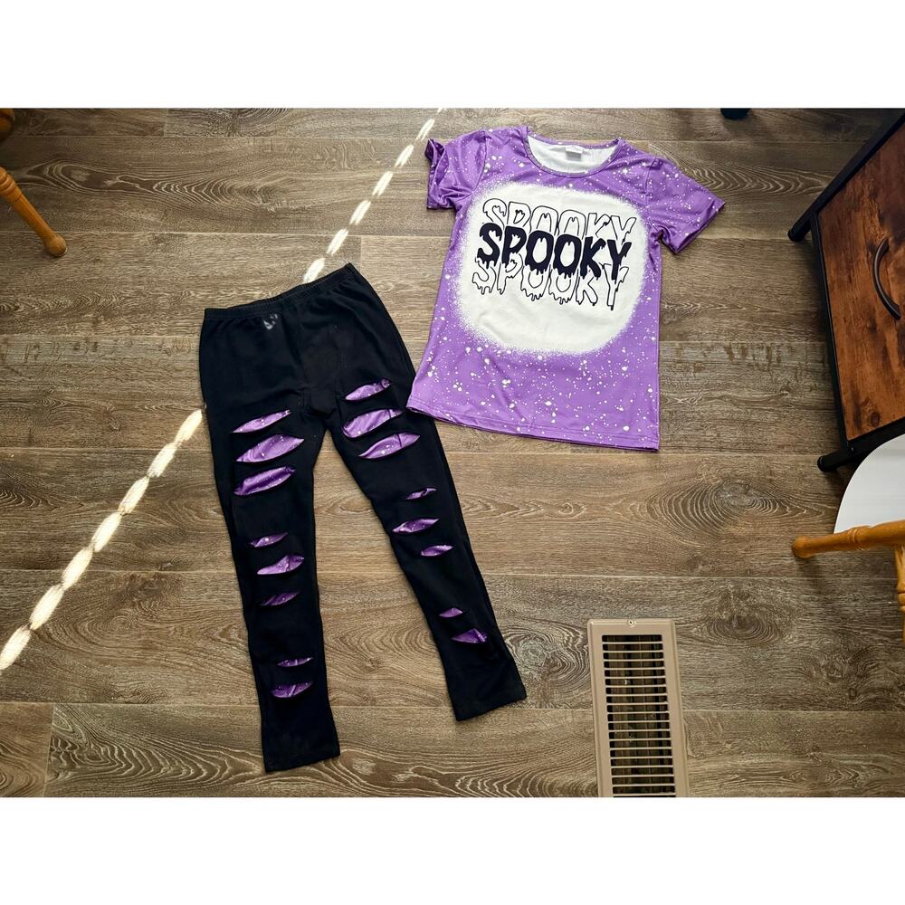 Girl’s Sparkle In Pink “Spooky” Purple Black Outfit Size 5 XL (12-14 Years)